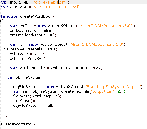 A Microsoft JScript file to execute XSL transformations